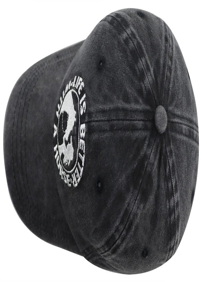 Vxchkerm Horse Gifts for Girls Women, Funny Embroidered Barn Hair Don't Care Hat, Adjustable Cotton Animal Farm Horse Decor Baseball Cap, Birthday Gifts for Mom Cowgirl Horse Lovers Farmer Ranch Owner Black - Image 5